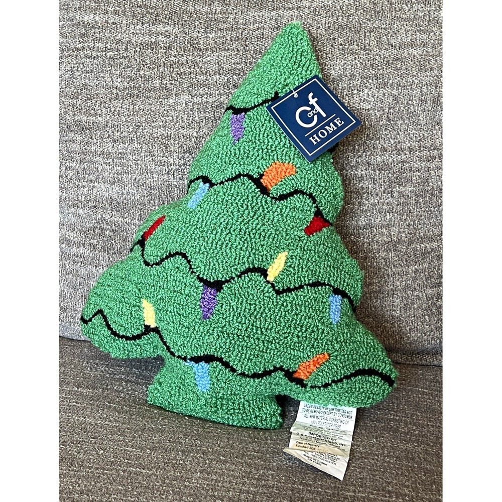 C&F Home Christmas Tree Shaped Pillow Green/Multicolor Polyester C44463015